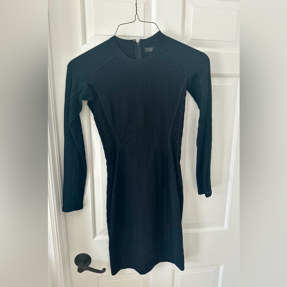 Rag & Bone black mini dress, compressing ribbed fabric, beautiful fit